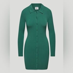 ARITZIA Sunday Best Emerald Green Long Sleeve Slim‎ Ribbed Mini Dress Size XL
